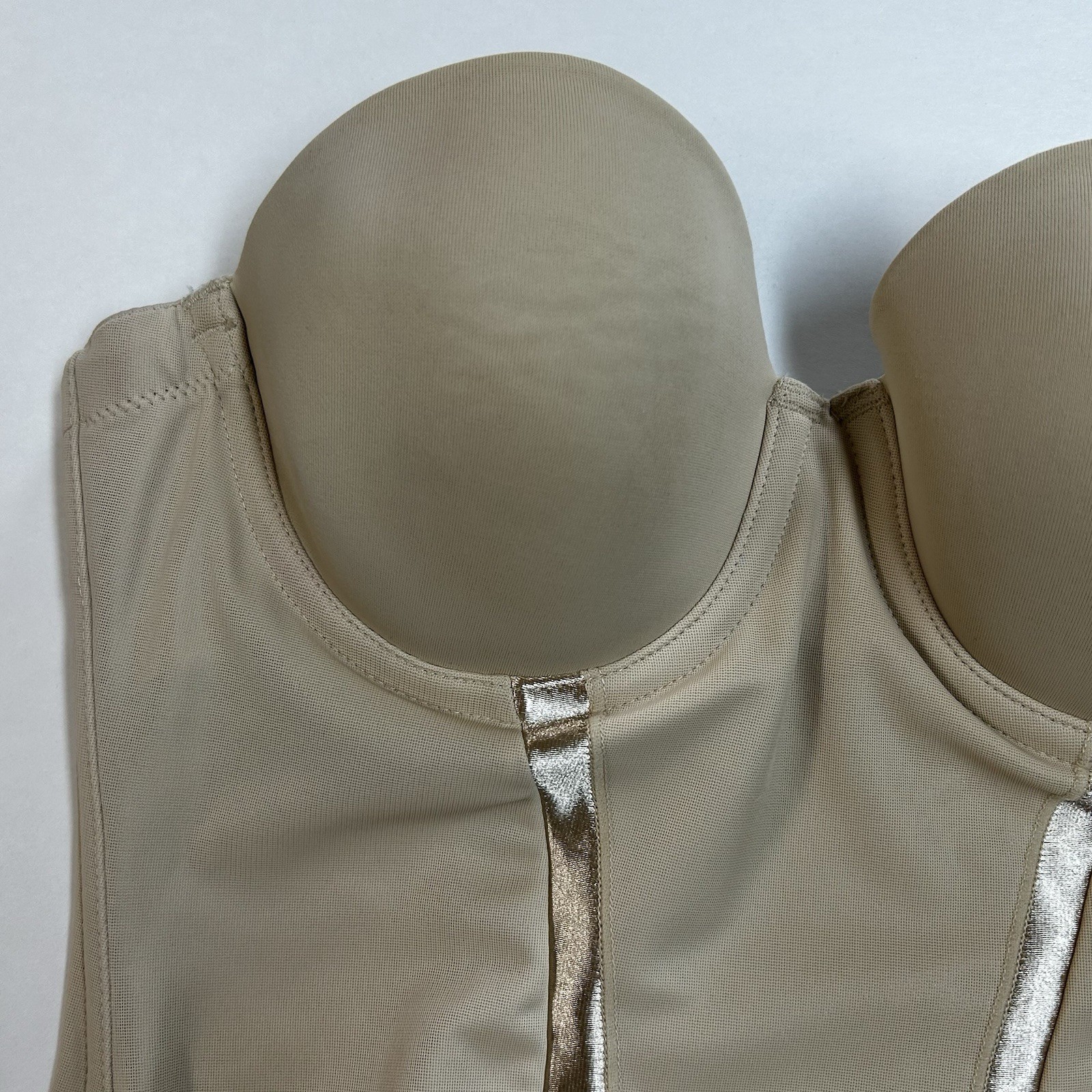 Maidenform 34B Beige Strapless Shaper Slip With Attached Bodysuit Panty