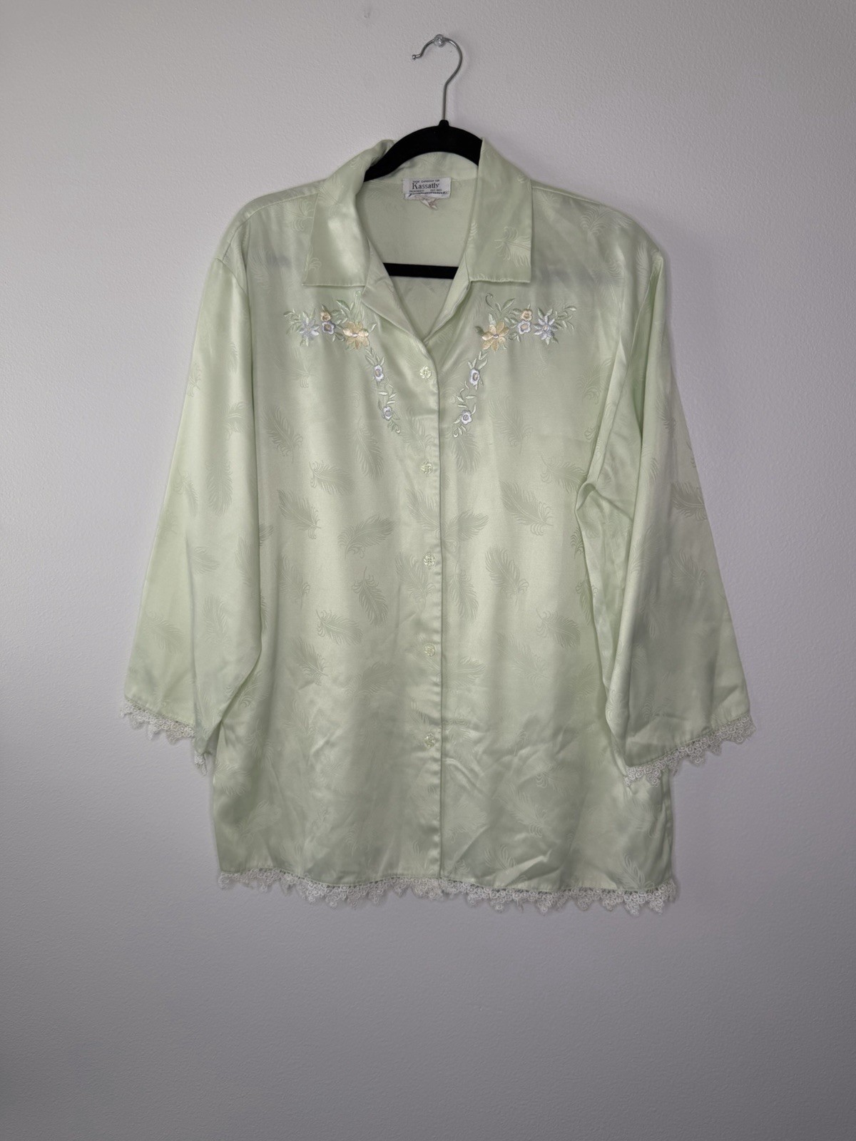 Vintage Kassatly Palm Beach Pajama Set Satin Floral M