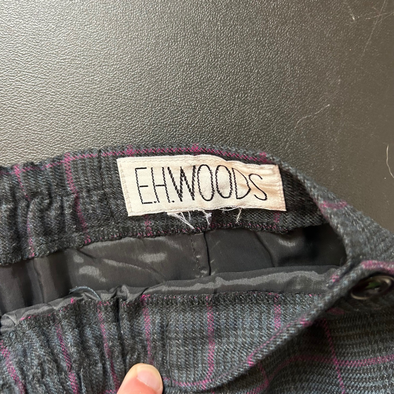 EHWOODS Vintage Glen Plaid Pencil Skirt Gray Purple Tartan High Waisted Academia
