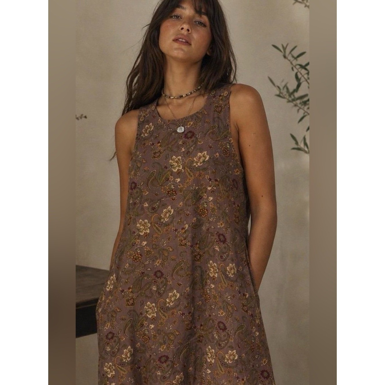 VTG Serengeti Large 90s Cottagecore Floral Corduroy Jumper Dress Pockets