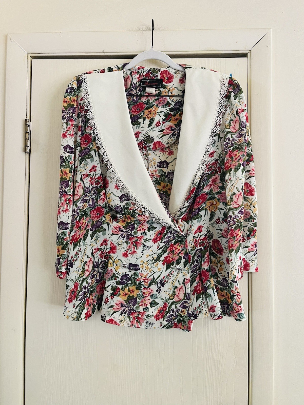 Vtg 80s Bloomcore Cottagecore Boho Victorian Edwardian Revival Blazer Blouse L