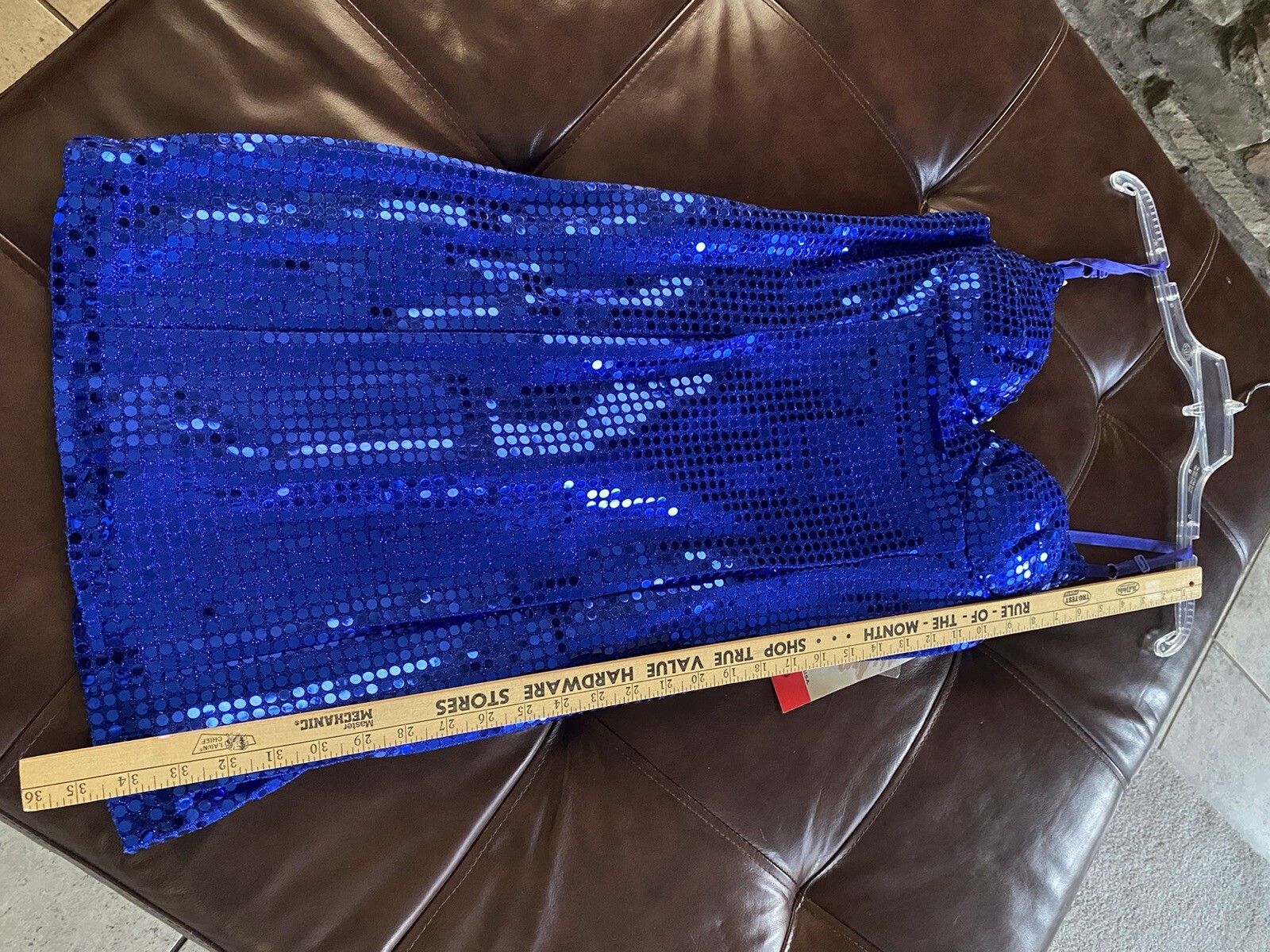 Vintage LA GLO Womens Blue Sequins Strappy Dress ~ Size 9/10 ~ 1990s