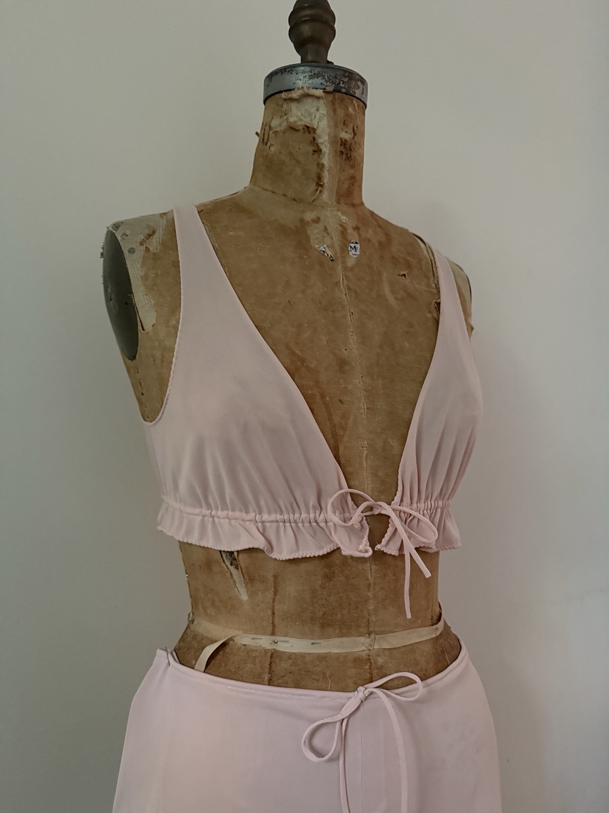 John Kloss For Cora 1970s Pajama Set Crop Top And Drawstring Pants