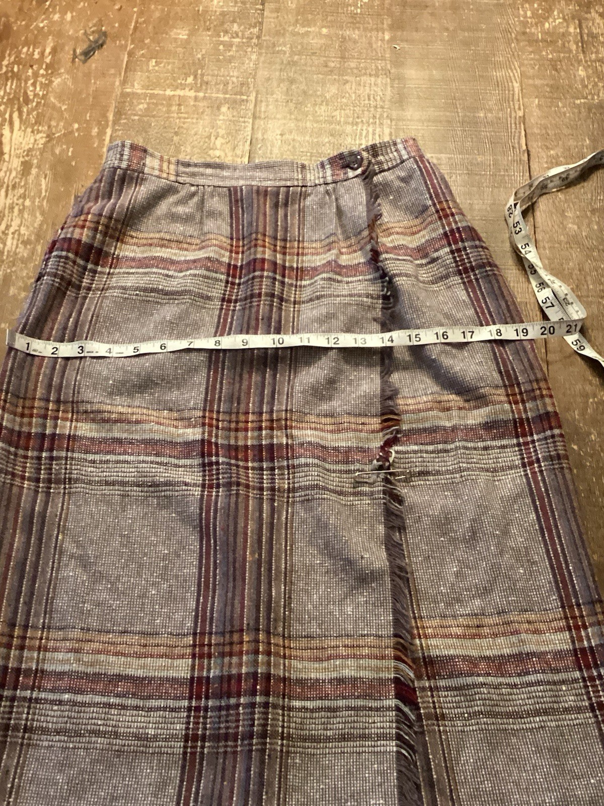 Vintage College Town Union Made Wool Blend Skirt Brown Plaid Size XS USA