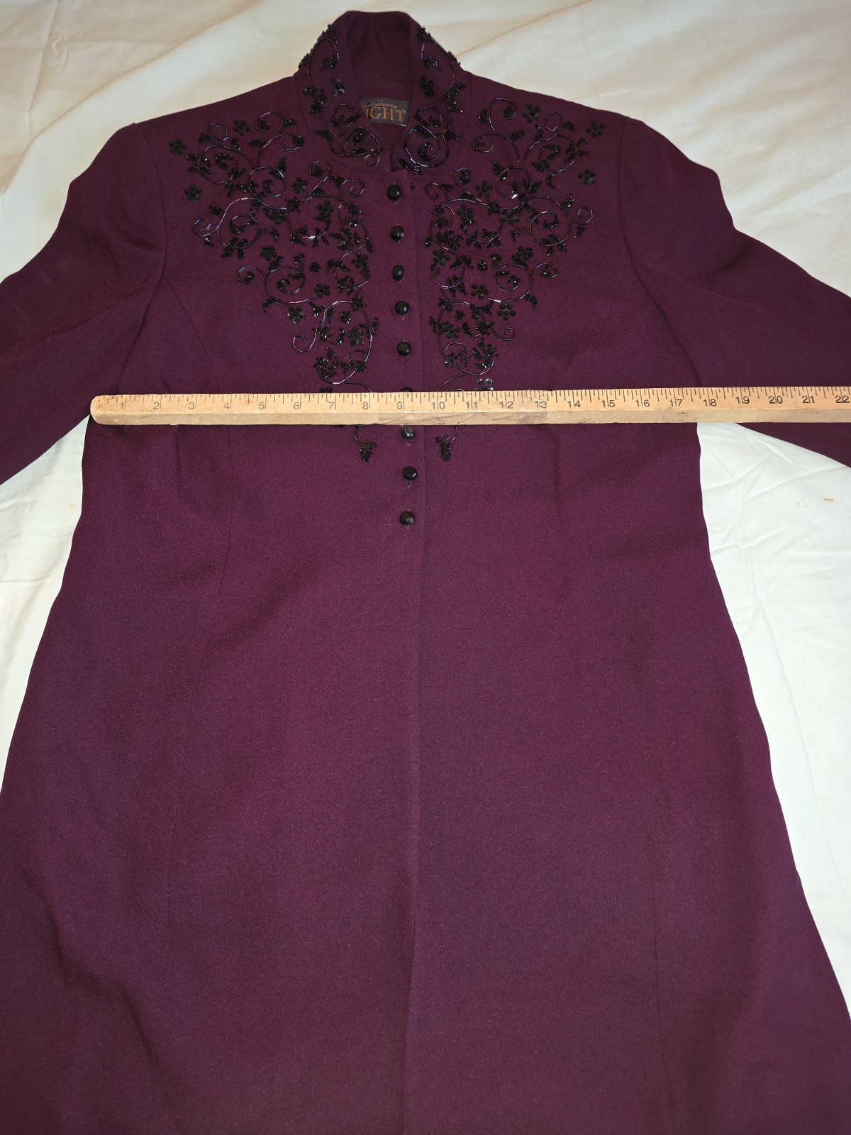 Vintage Liz Claiborne Night Beaded Evening Jacket Plum Burgundy Size 6