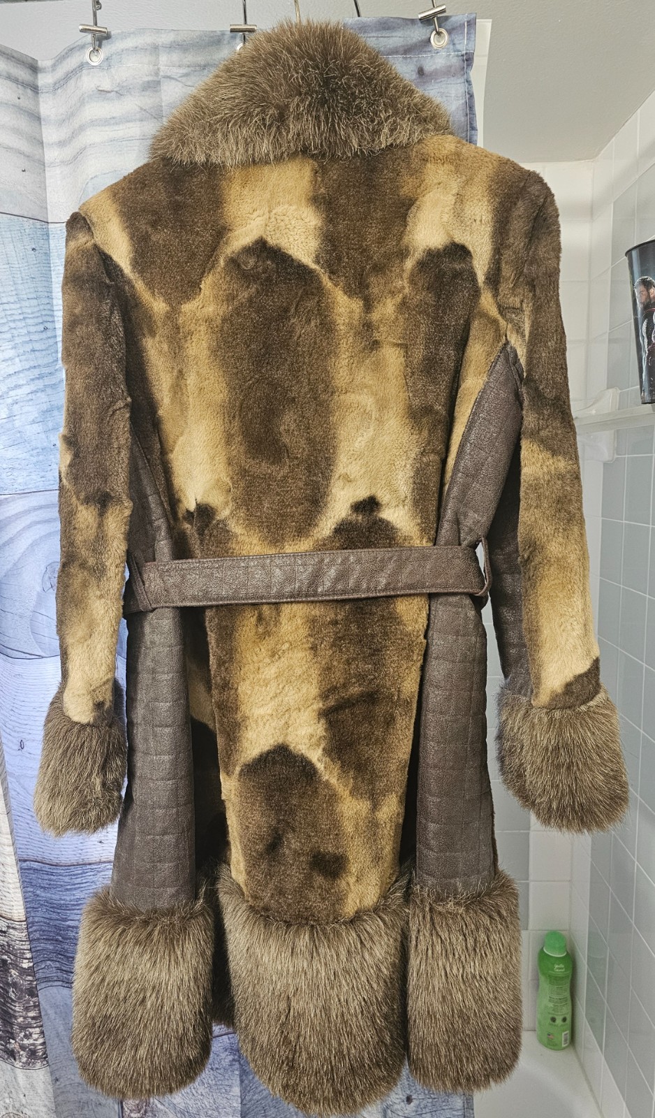 Vintage 60s /70s ILGWU Label Womens XS Patchwork Faux Fur Coat