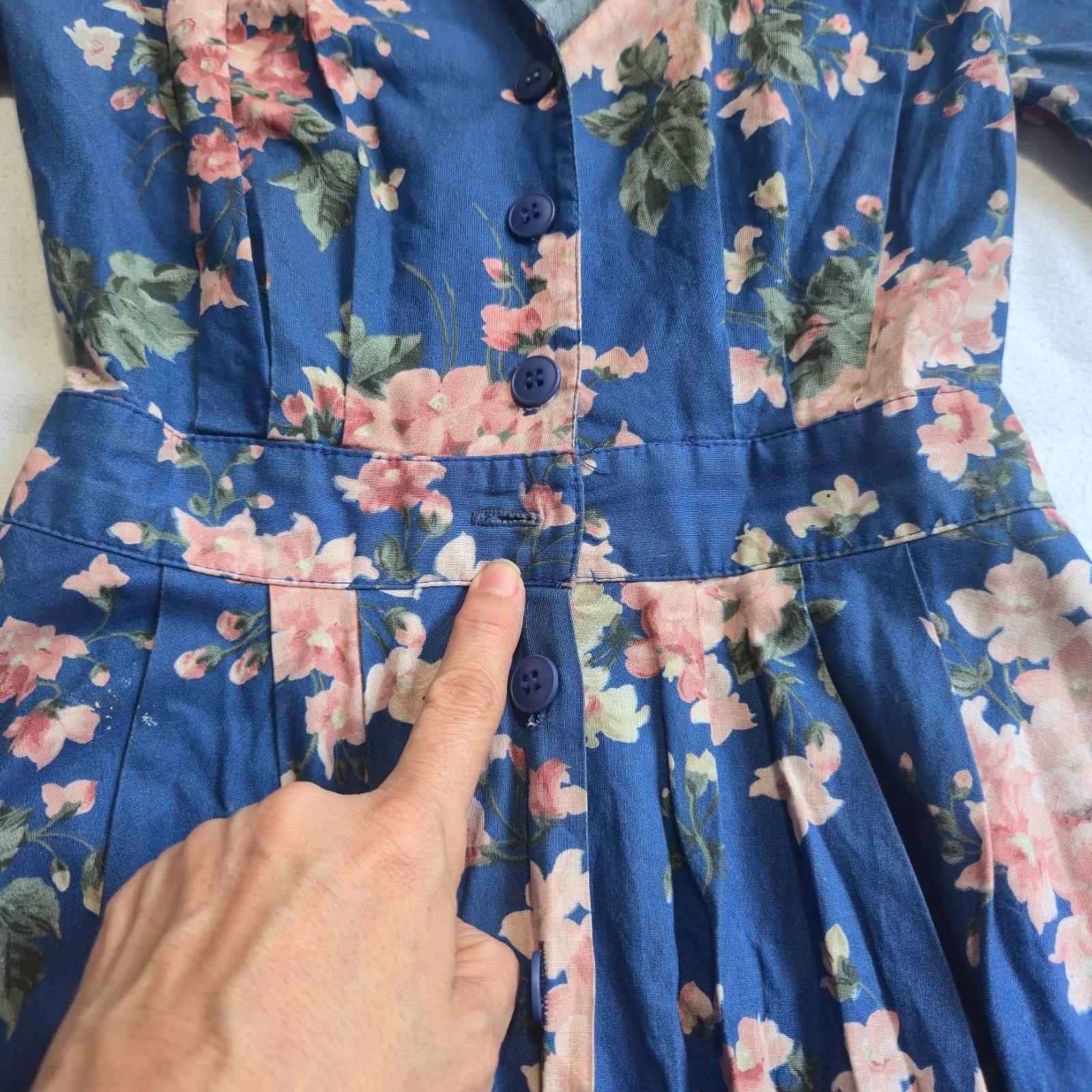 Vtg 90s Carol Anderson Petites Floral Midi Dress Pockets USA Cottagecore 2P