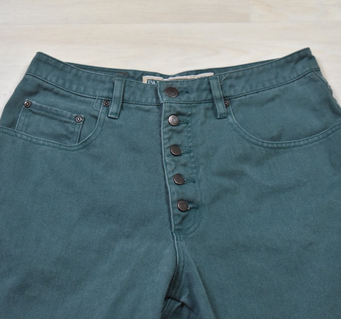 90s Paris Sport Club Bermuda Shorts High Rise Button Fly Green 30″ Waist VTG