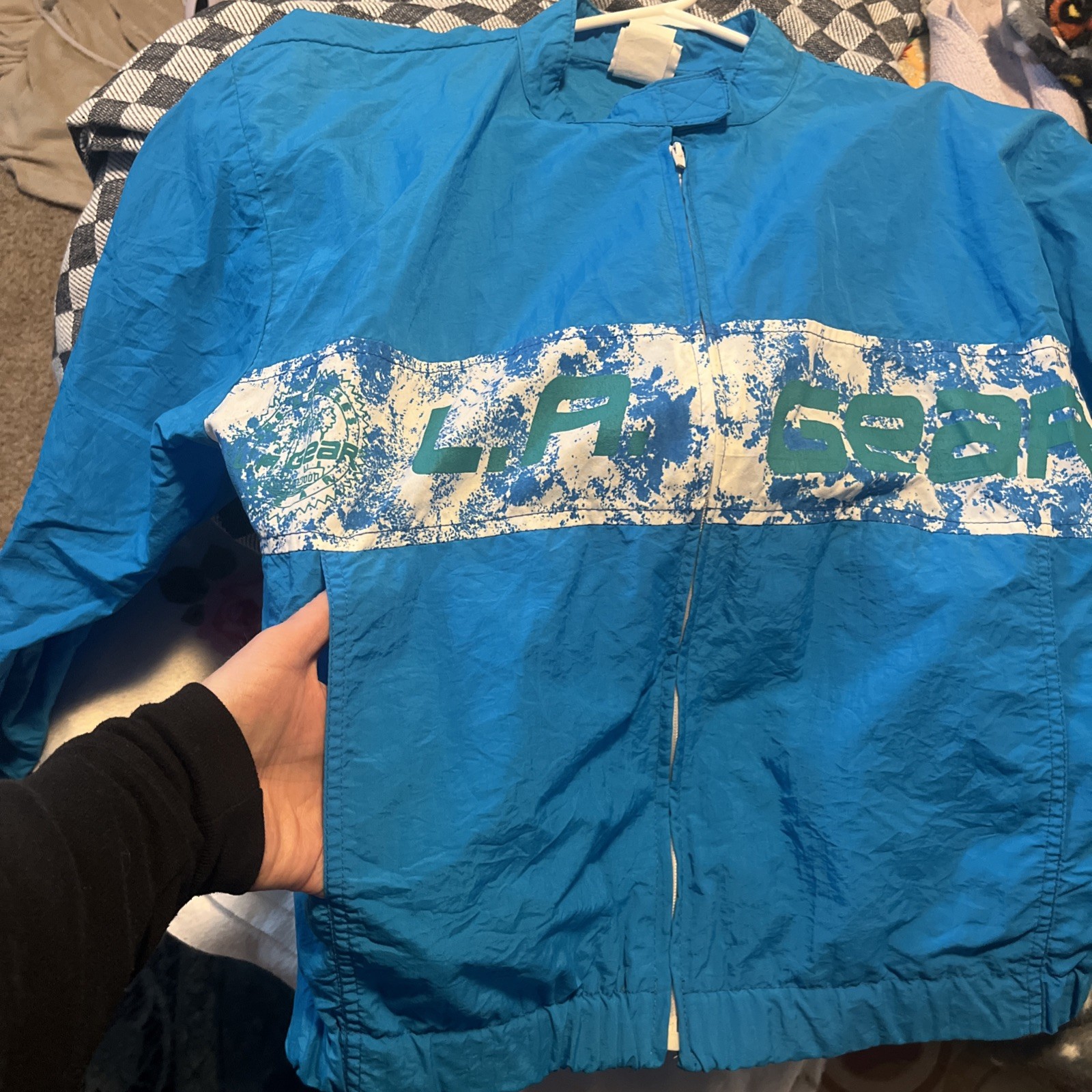 Vintage 1980s LA Gear Aqua Women’s Medium Colorblock Windbreaker Track Jacket