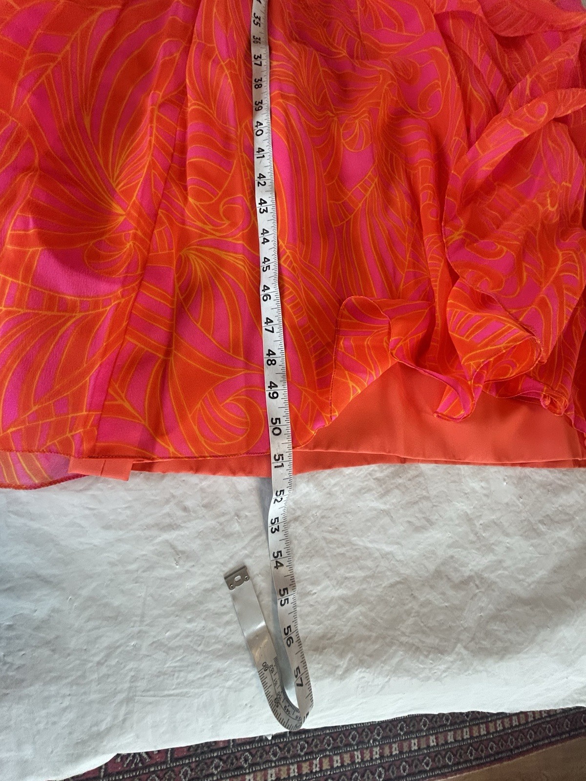 Vintage 60s Pavilion for I. Magnin Bright Pink Orange Patterned Maxi Gown