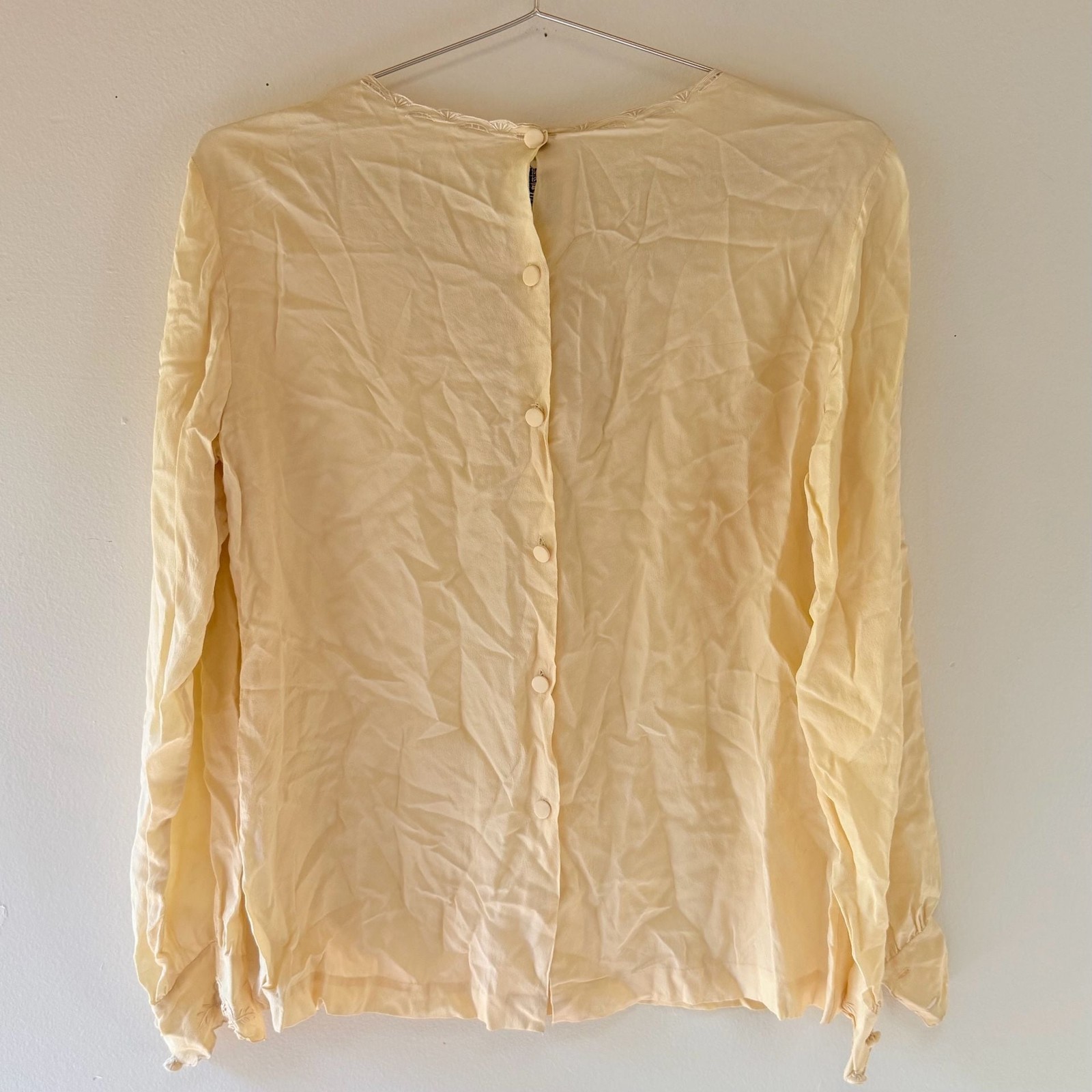Vintage 100% Silk Hand Embroidered Lace Detail Blouse