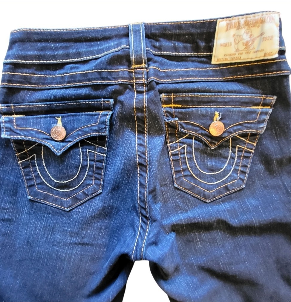 Vintage True Religion Dark Blue Y2K Detailed Pockets Skinny Jeans Women’s Sz 27