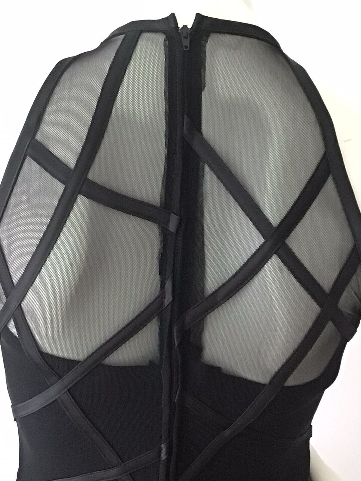 TADASHI Black Mesh Illusion Formal Cocktail Dress (Size 4)