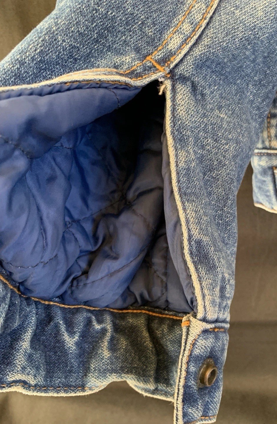 Vintage 1970s Silver Spur Western Wear Faux Sherpa Lined Denim Jacket – M