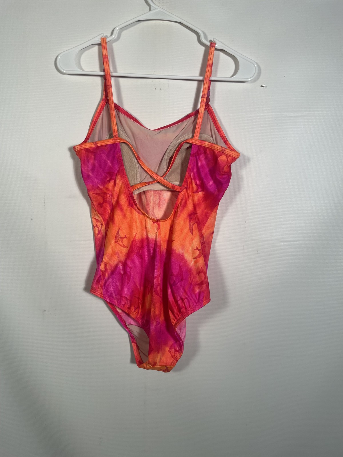 Vintage 1990s Neon Fish Print One Piece Bathing Suit Size L