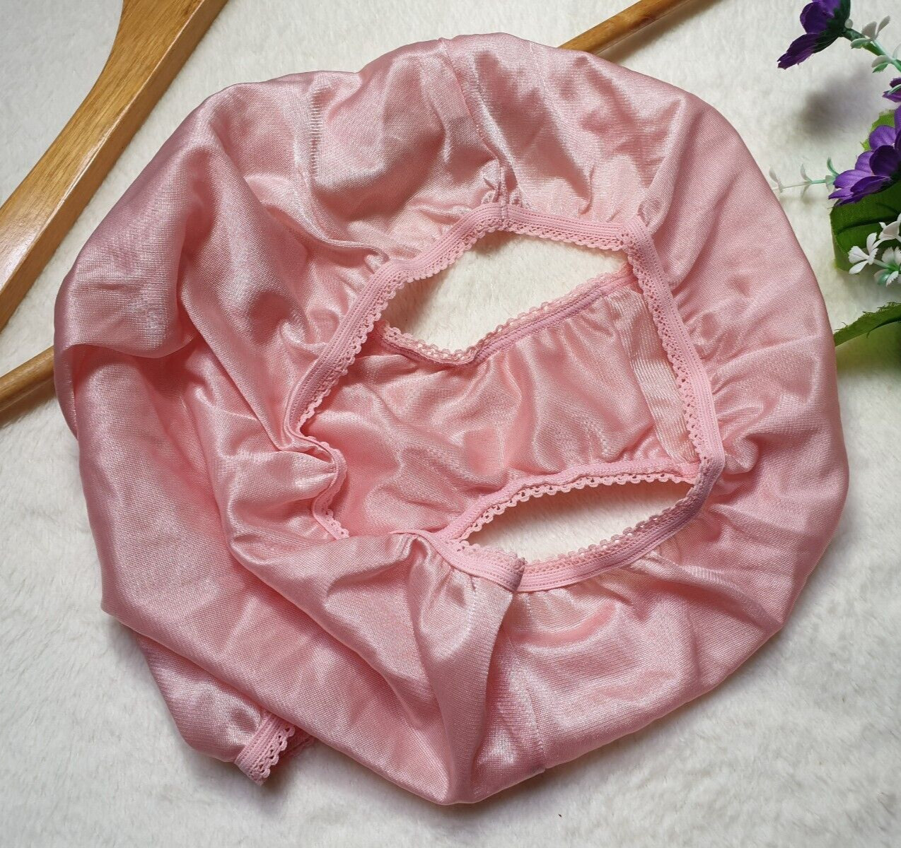 Vintage Silky Peach Panty 100% Nylon Sissy Sheer Brief Size 6-7 Hip 35-39″