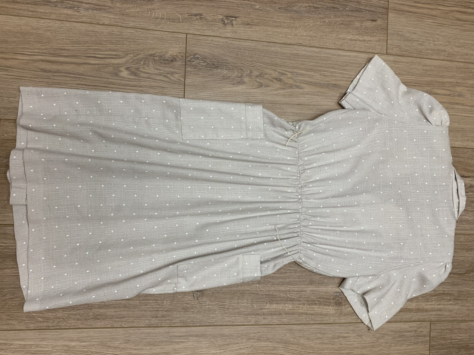 TAURUS II DRESS 10 VINTAGE TAN WHITE SHORT SLEEVE 1960-70’S UNION LABEL CAREER