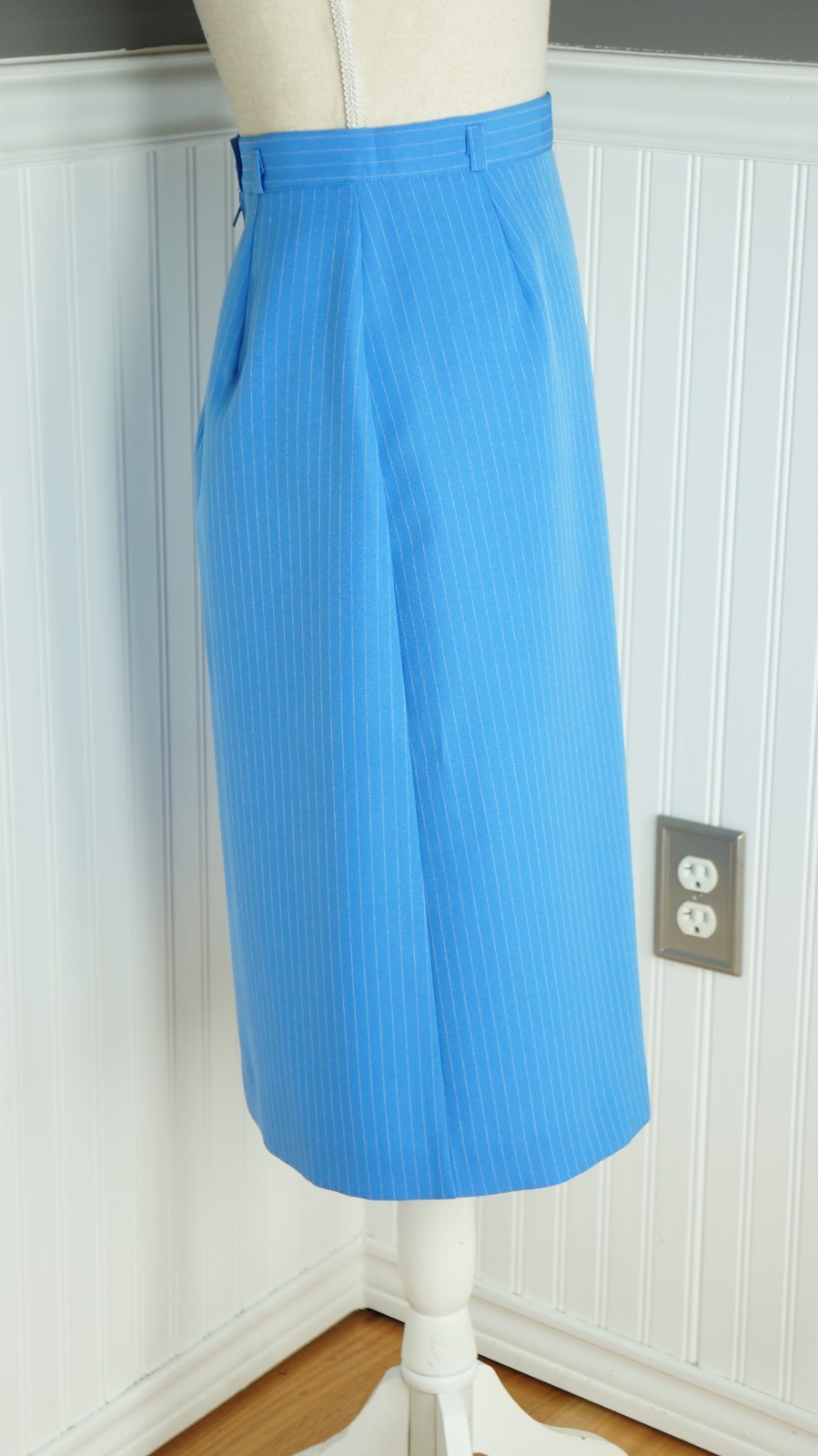 International Ladies Garment Workers Union Label Pinstriped Blue Pencil Skirt