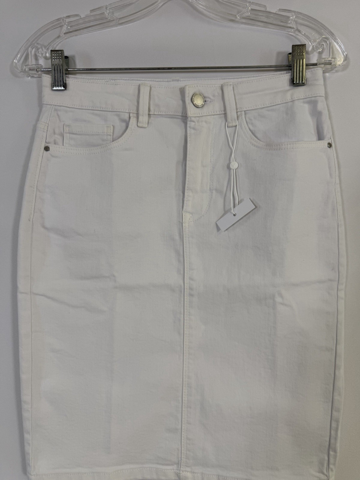 Vila White Denim Skirt Sz S NWT Capsule Closet Staple Casual Preppy Coastal Boho