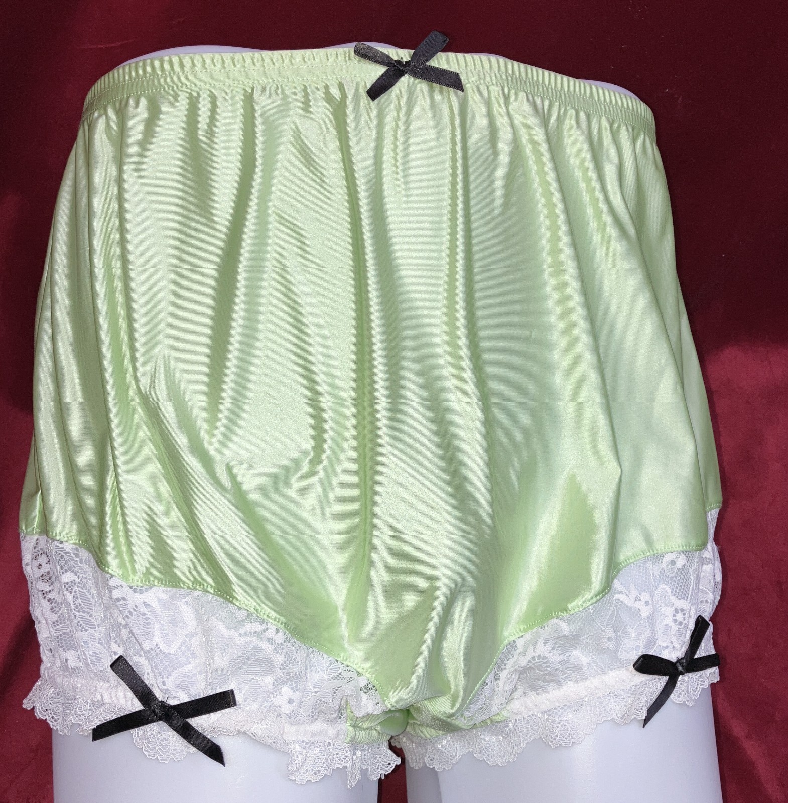 2x 3x Mushroom Gusset Panty Silky Nylon Satin Lace Brief Sissy Vintage styl