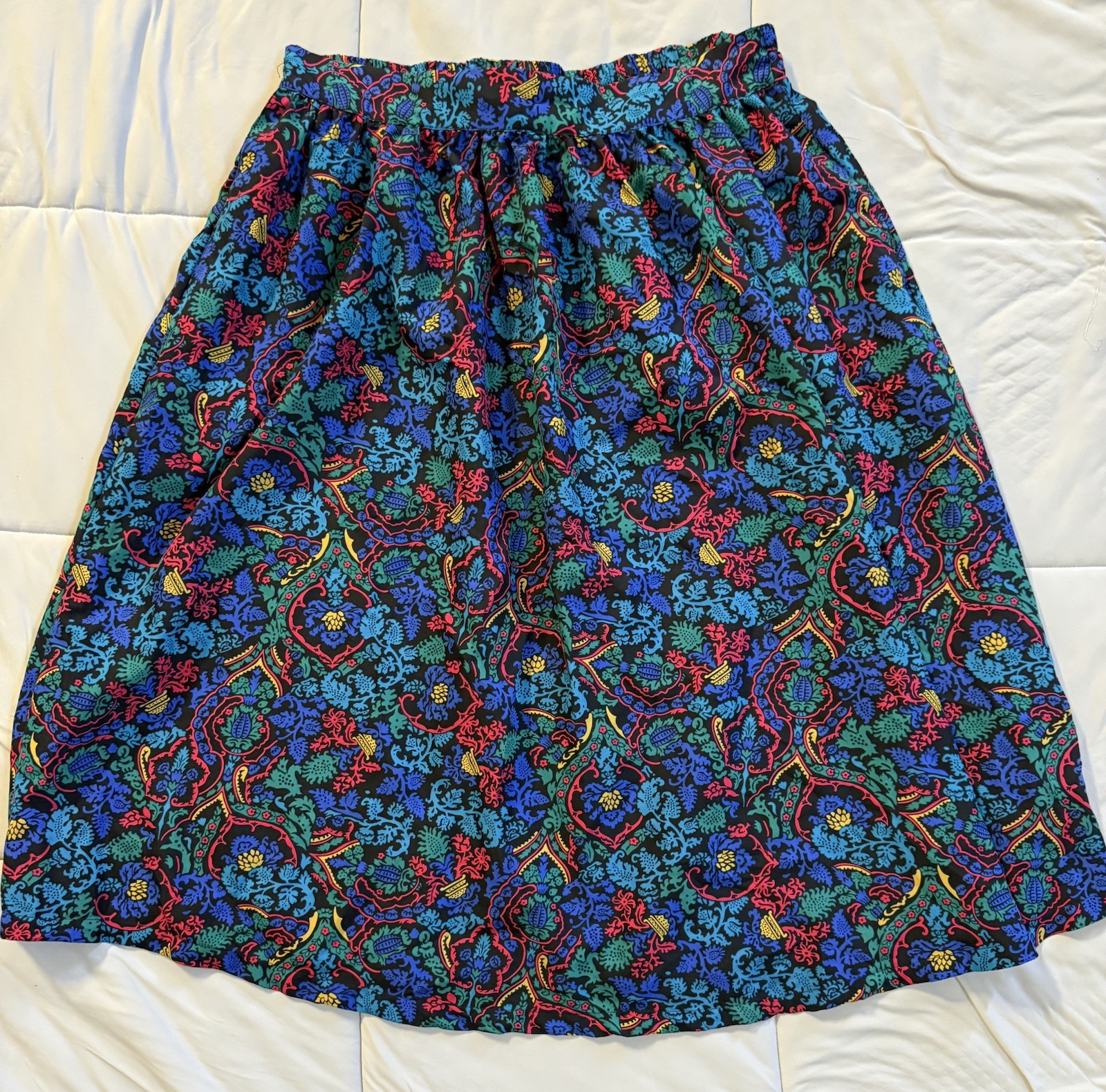 Vintage New Editions Renaissance Skirt L Bold Floral Baroque Made USA 90s Y2K