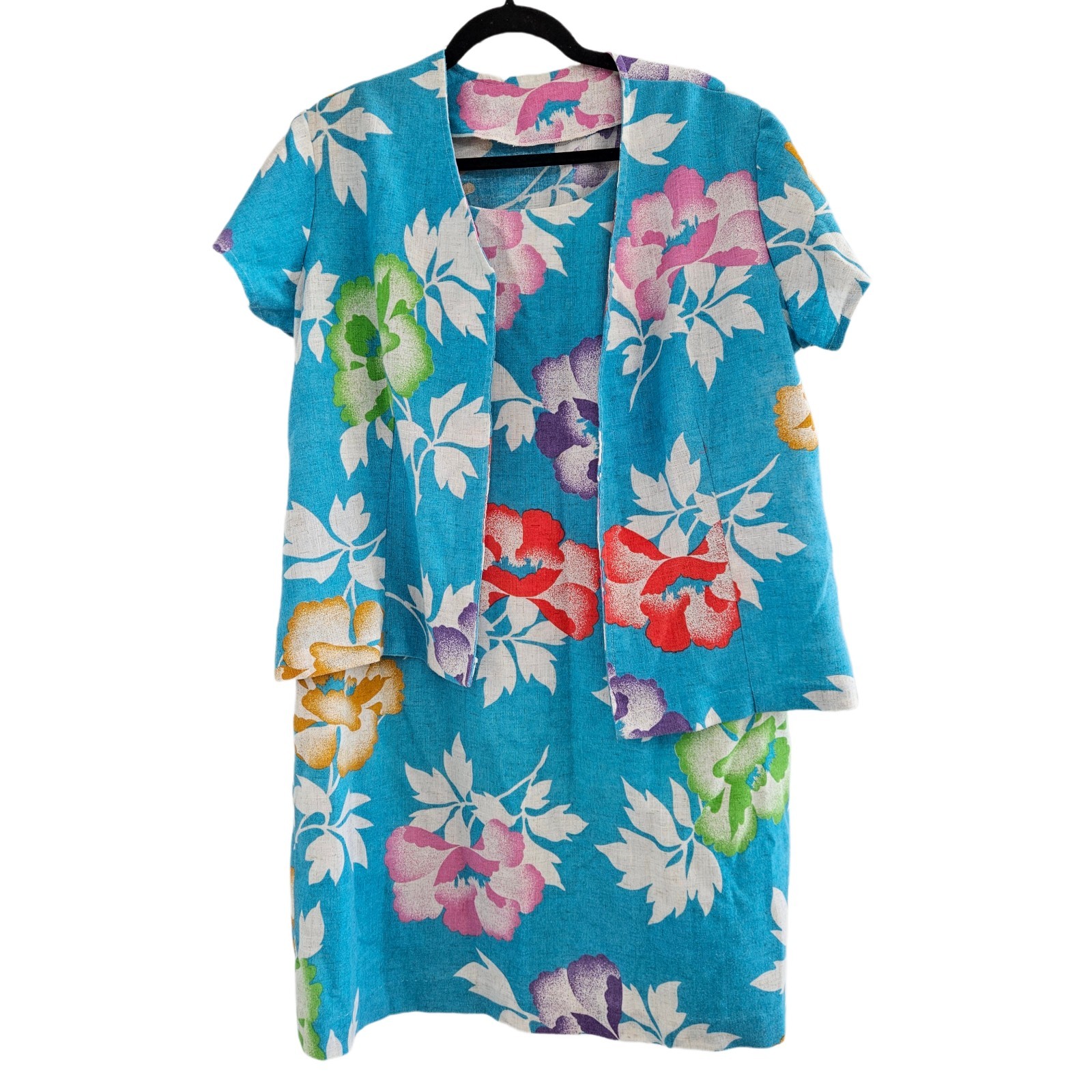 Vintage Hawaiian Floral Shift Dress And Blouse Set XL/2xl