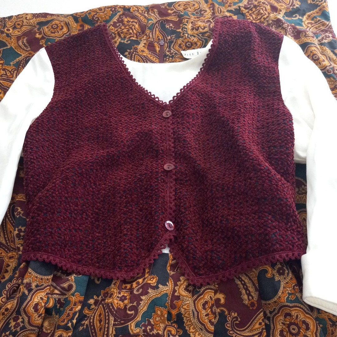 Vintage Miss Dorby Velvet Burnout Vest English Country Tapestry Dress Size 10