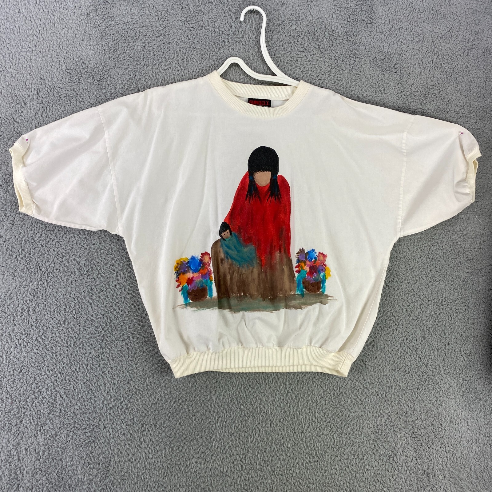 Vintage 80’s Sunbelt Sweatshirt Women’s 1 Size Handpainted Native American Scene