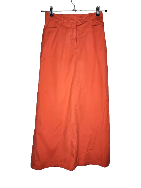 Vintage Emanuel Ungaro Paris Back Slit Maxi Skirt in Orange Size Italian 40