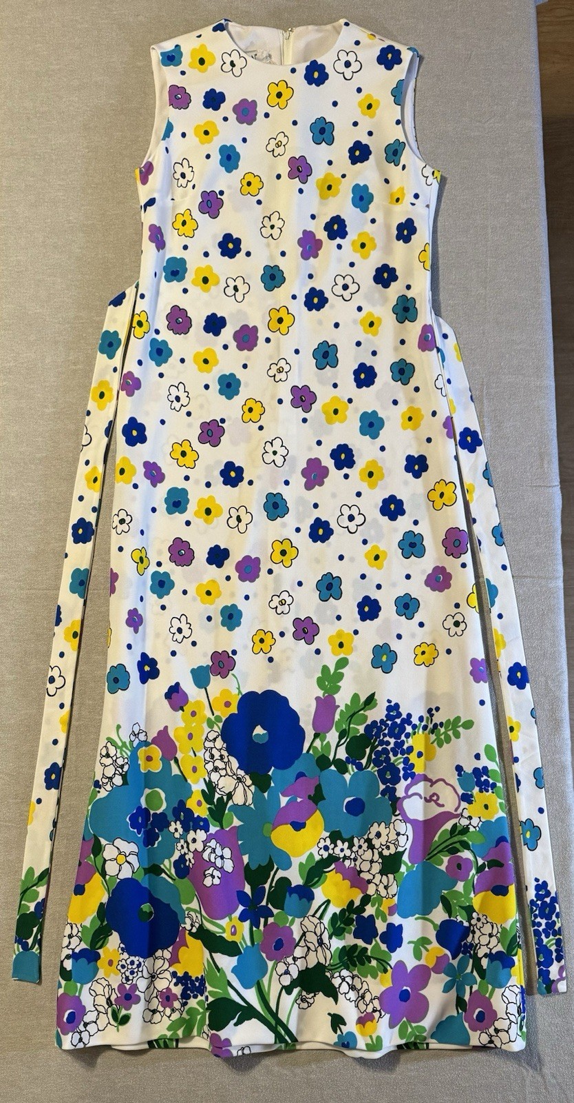 Vintage 60s 70s L’Aiglon Original Floral Maxi Dress Size 8 Mod Boho Border Print