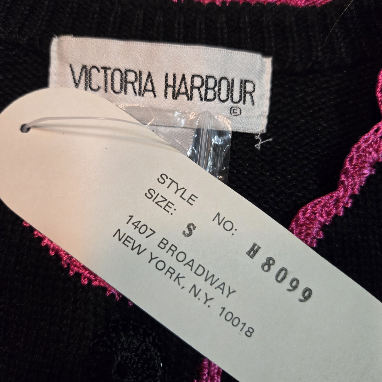 Victoria Harbour Size S Cardigan Sweater Black Pink Flamingo Beaded NEW