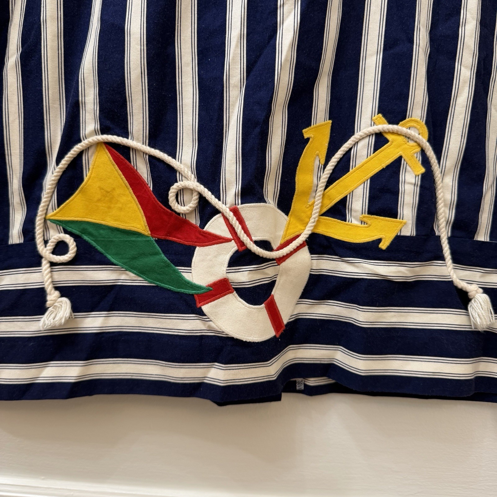Women’s Vintage Nautical Theme Dress 14 Sharon Young Stripes Appliqué 90’s