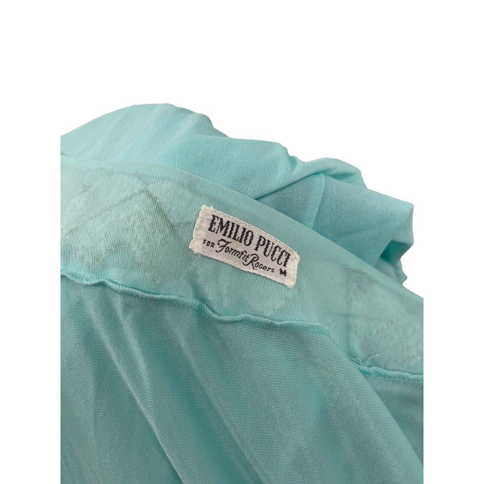Vintage Emilio Pucci For Formfit Rogers Nightgown Robe Harlequin Nights Blue M