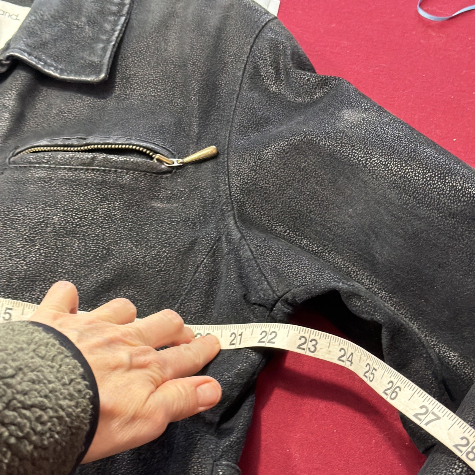 90s Kathy Ireland Black SUEDE Leather Zip Up Moto Biker Jacket Pockets Women’s L