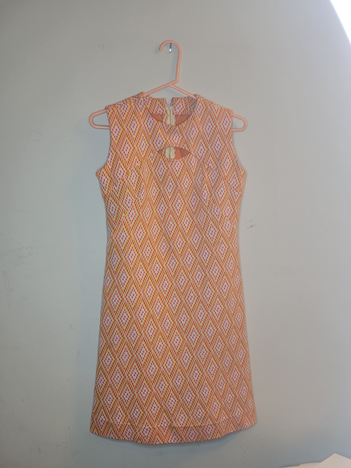 Vintage Petite 60s Handmade Go Go Dress Orange, White AS-IS-measurement photos