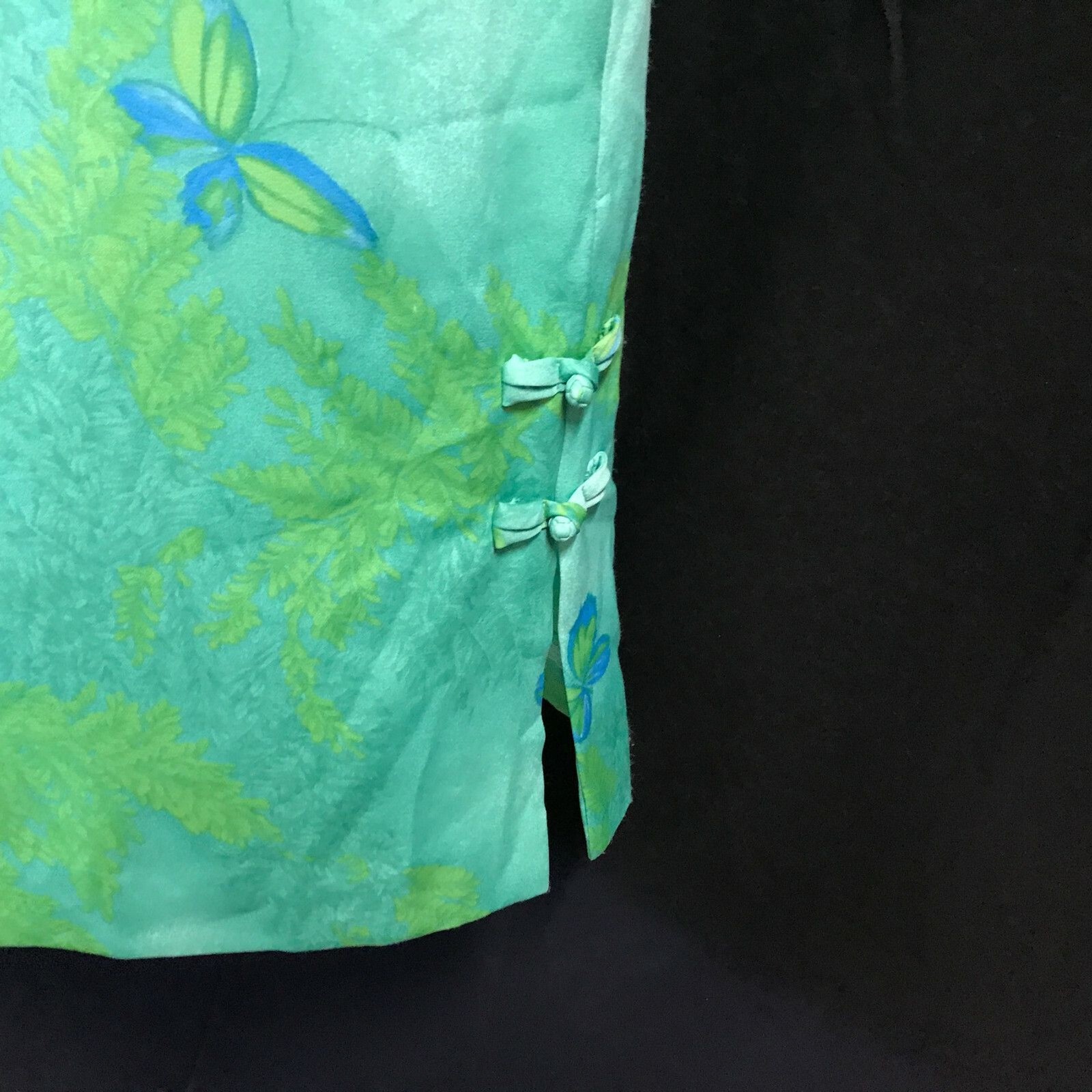 Vintage Diamond Head Asian Inspired Hawaiian Dress Gree Form Fitting Womens 12