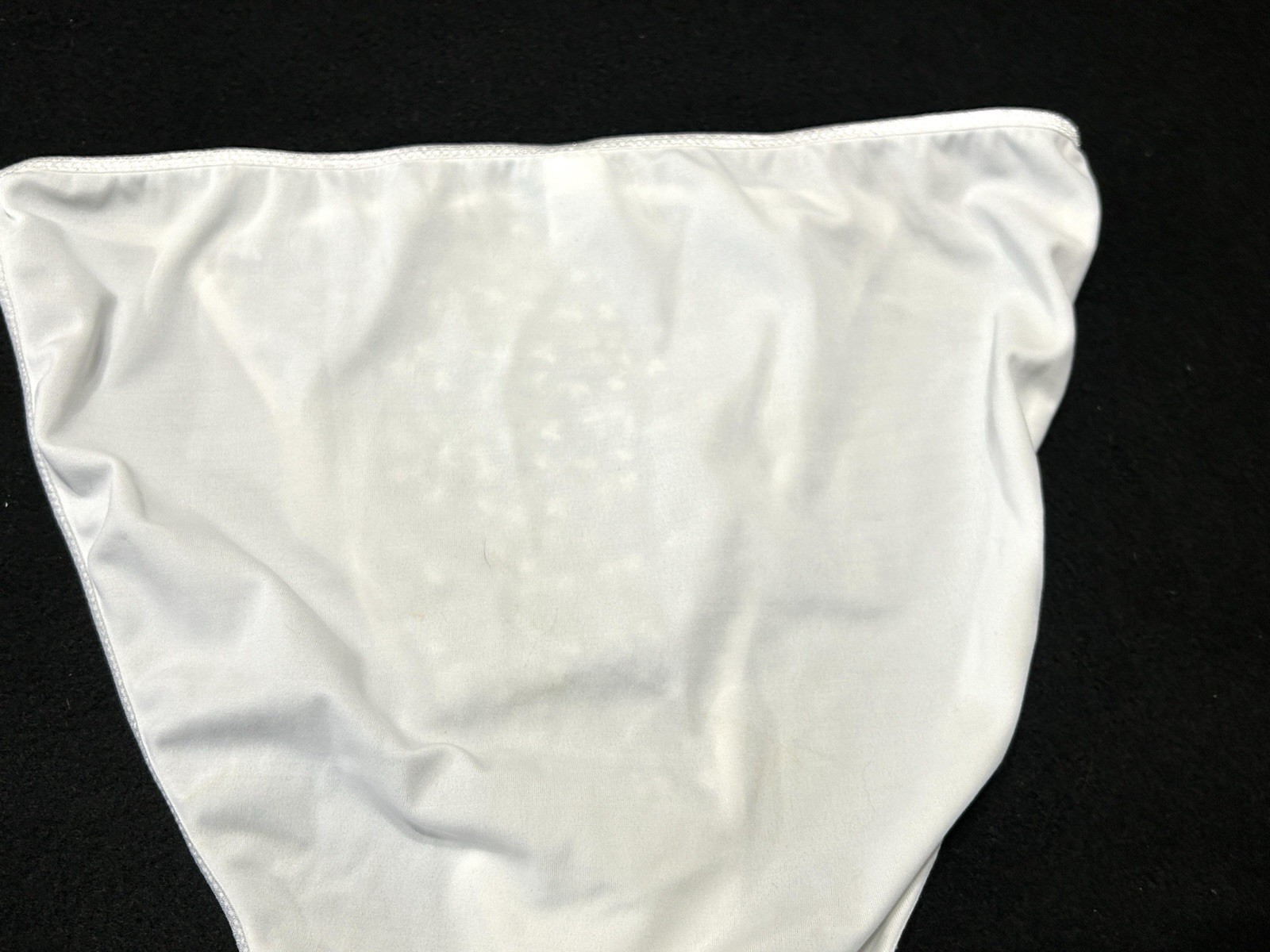 Vtg DONNA LOREN 105X Embroidered Sheer Mesh Satin 2X White String Bikini Panties