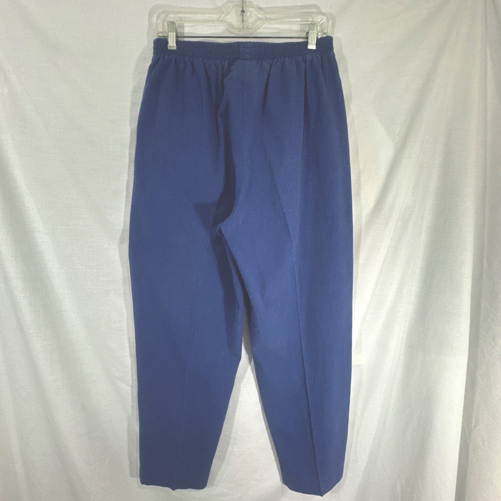 Vtg Elastic Waist Pull On Pants 10/12 Med Blue 29.5 Inseam Nautical Cotton Blend
