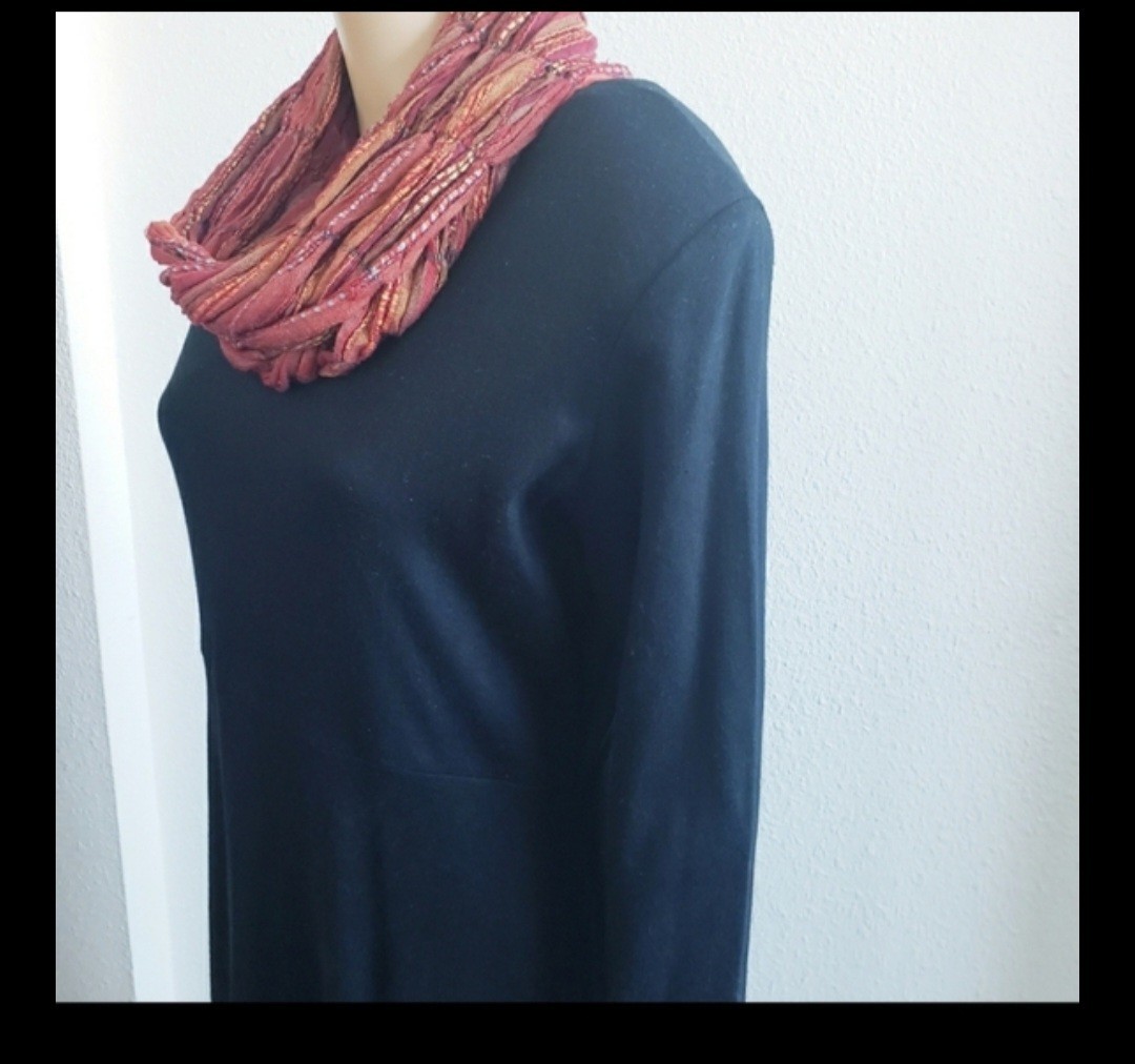 Vintage Molly Malloy Womens Black Longsleeve Waisted Maxi Dress With Scarf
