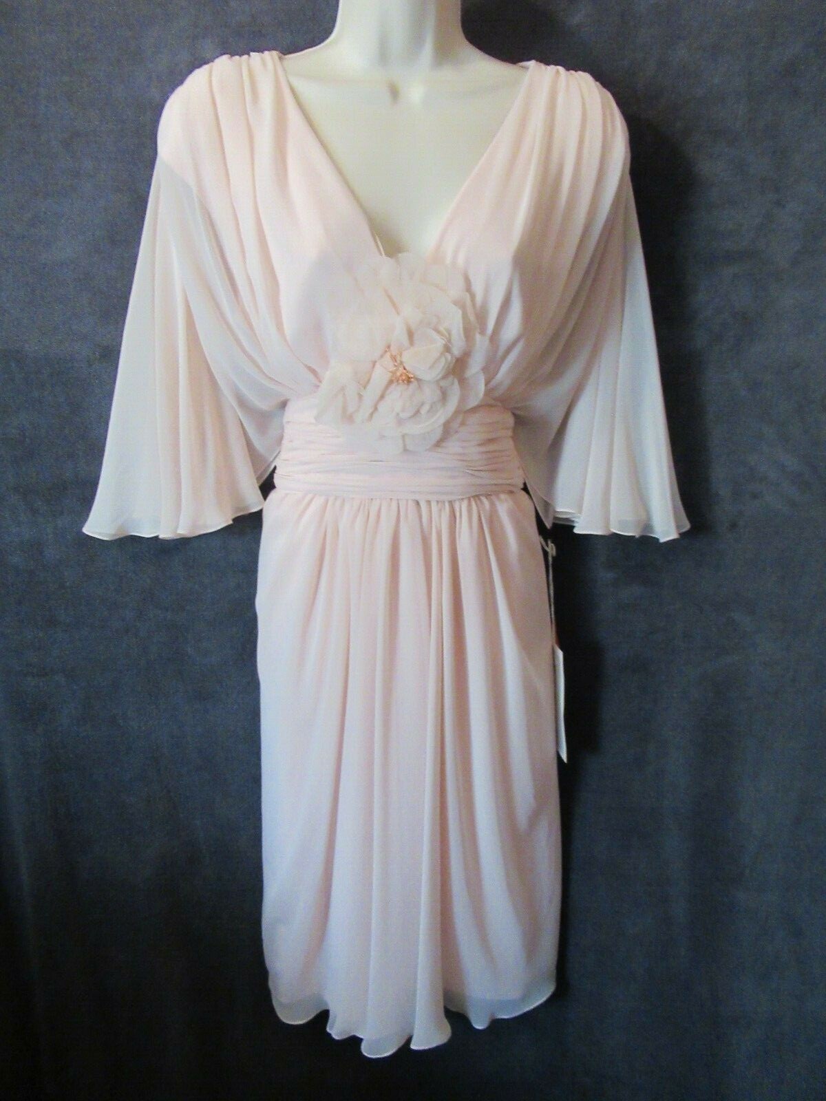 NOS 70’s Vintage Jill Richards Pink Peachy Chiffon Flutter Angel Formal Dress 10