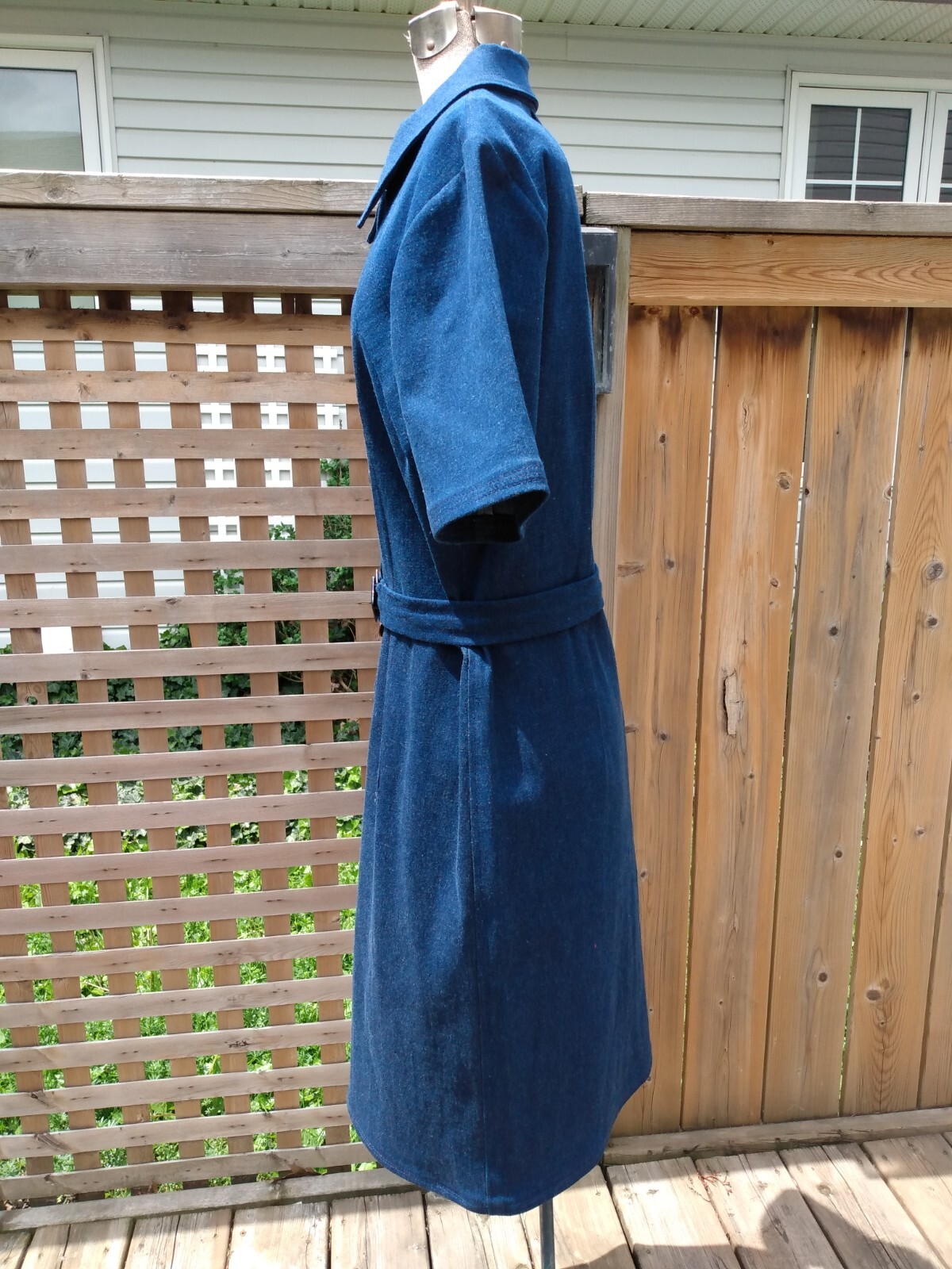 Vintage Denim Jean Dress Handmade Fitted Shirtdress 38″B 31″W 90s Retro