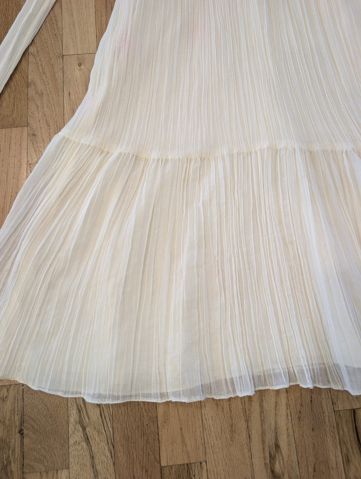 VTG 70s Prairie Maxi Dress Ivory Lace Victorian Revival S Boho Cottagecore Bride