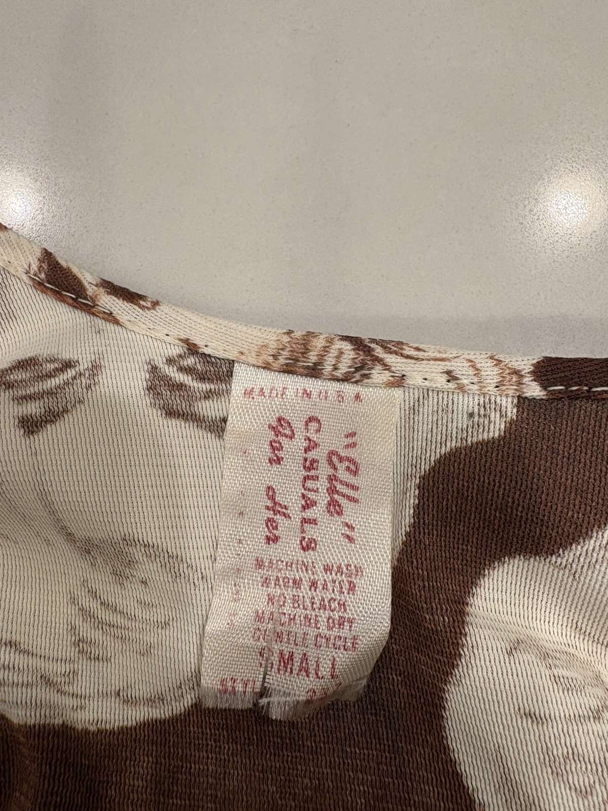 Vintage Rare 1970s Elle Casuals Cream Brown Marilyn Monroe Print Maxi Dress Sm