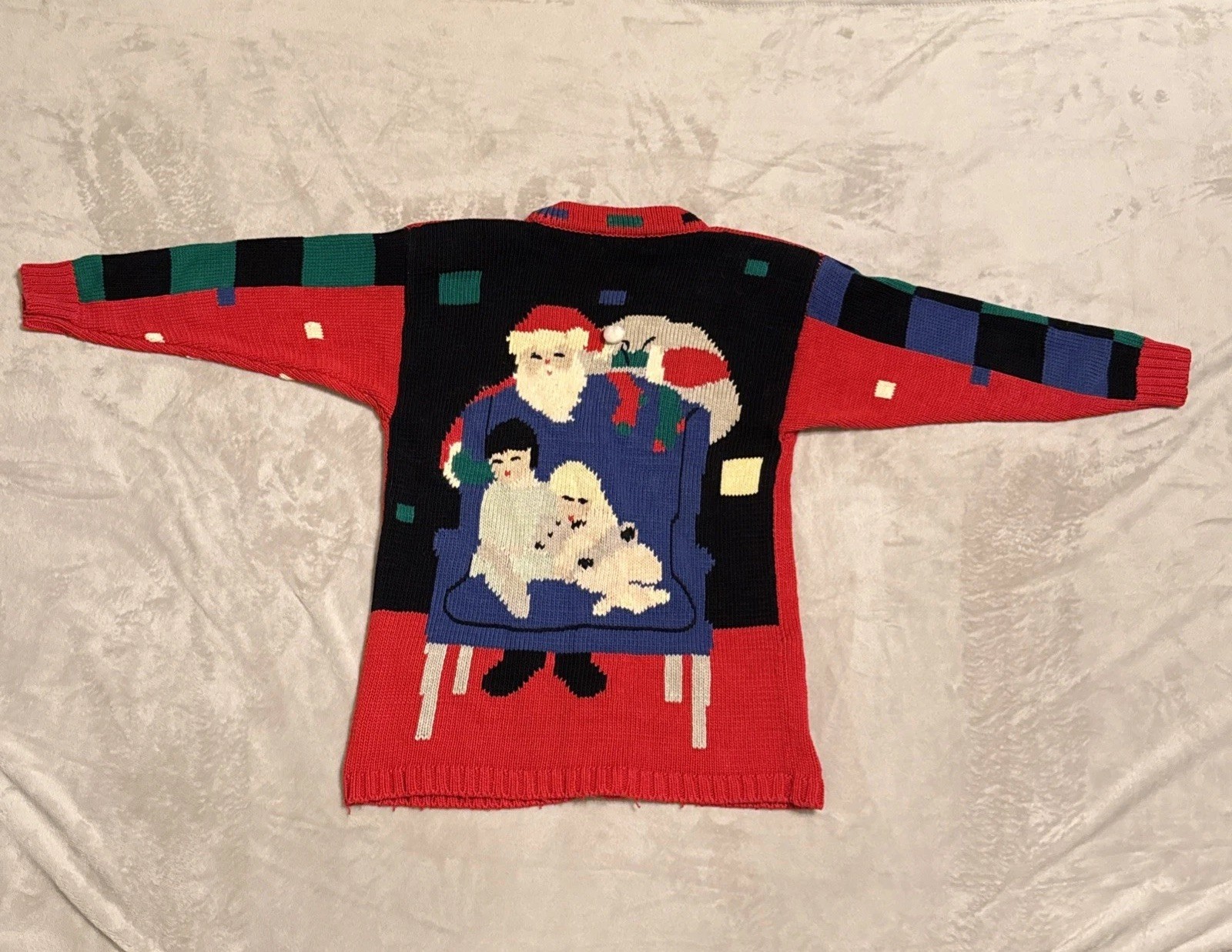 Vintage Lisa Nichols Ugly Christmas Sweater Cardigan Sz S Red Cotton 1988 Santa