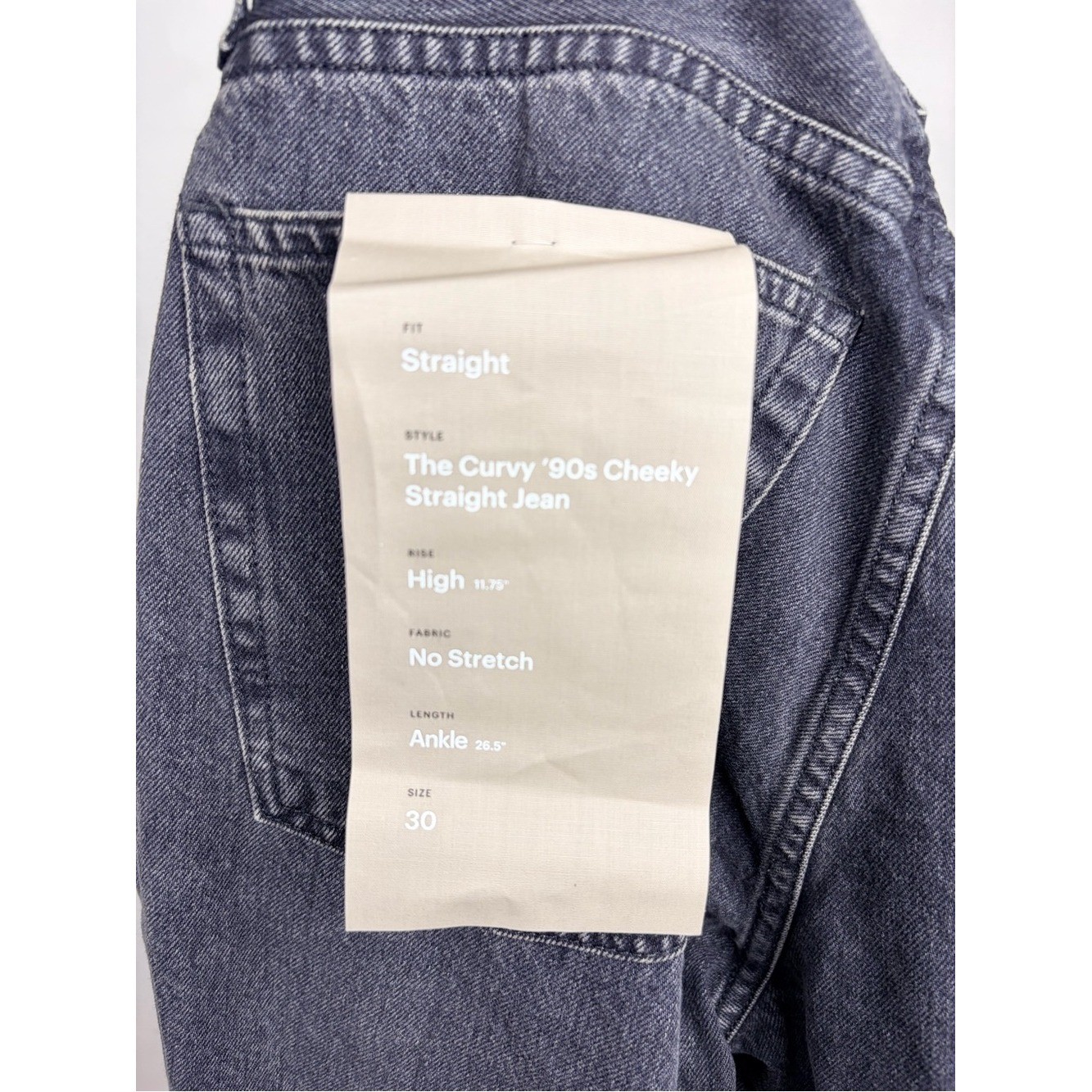 NWT Everlane Curvy 90s Cheeky Straight Jean Washed Black Ankle 30