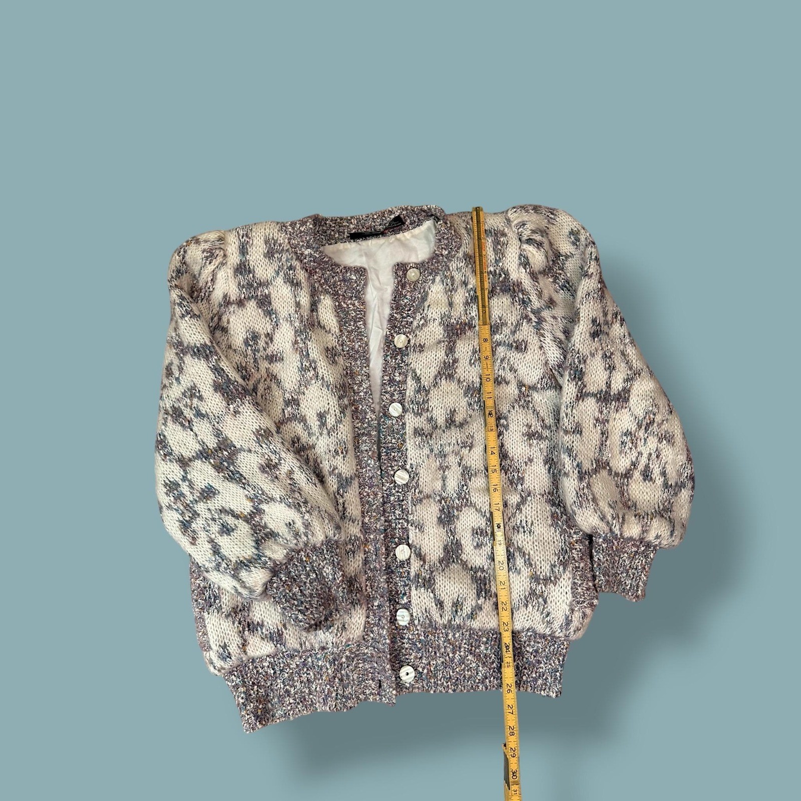 Vintage 80’s Rochelle California Chunky Floral Cardigan atomic Fleck Grandmacore