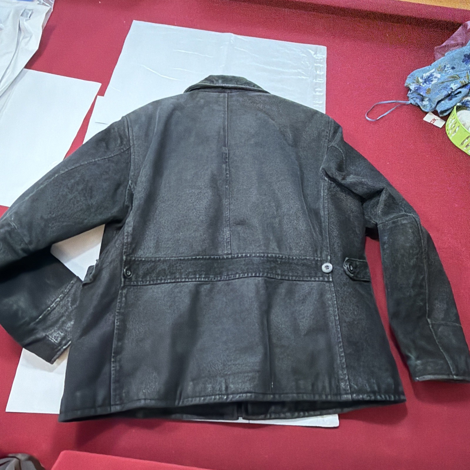 90s Kathy Ireland Black SUEDE Leather Zip Up Moto Biker Jacket Pockets Women’s L
