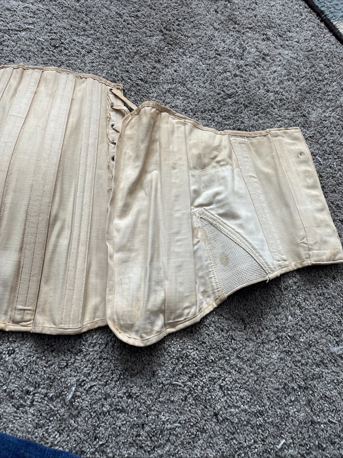 Vintage Antique Tru Fit Surg Appl Co. White Lace Up Corset Brace Collectible