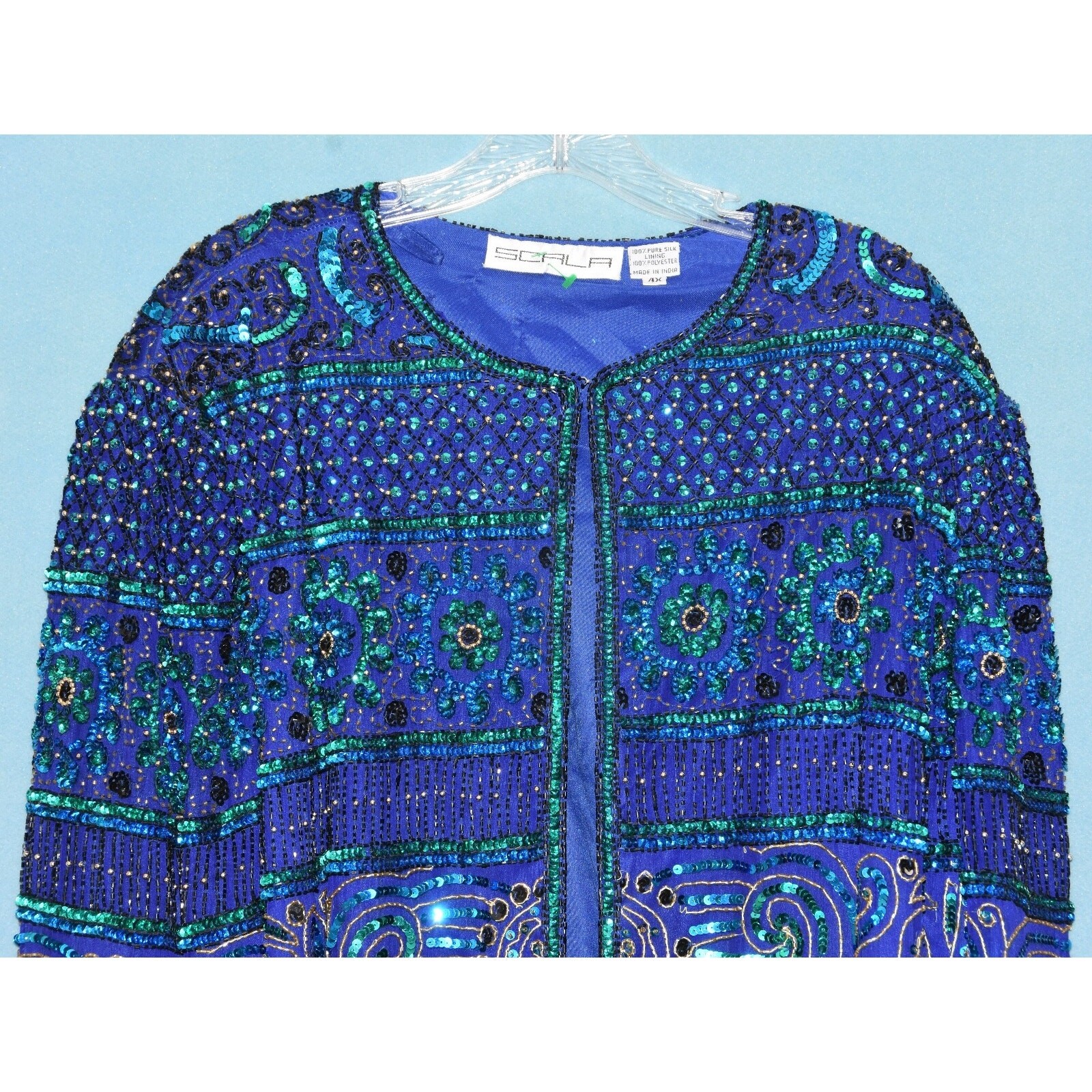 SCALA Designer Hollywood HEAVY BEADED SEQUINED Jacket Blazer Cardigan 4X