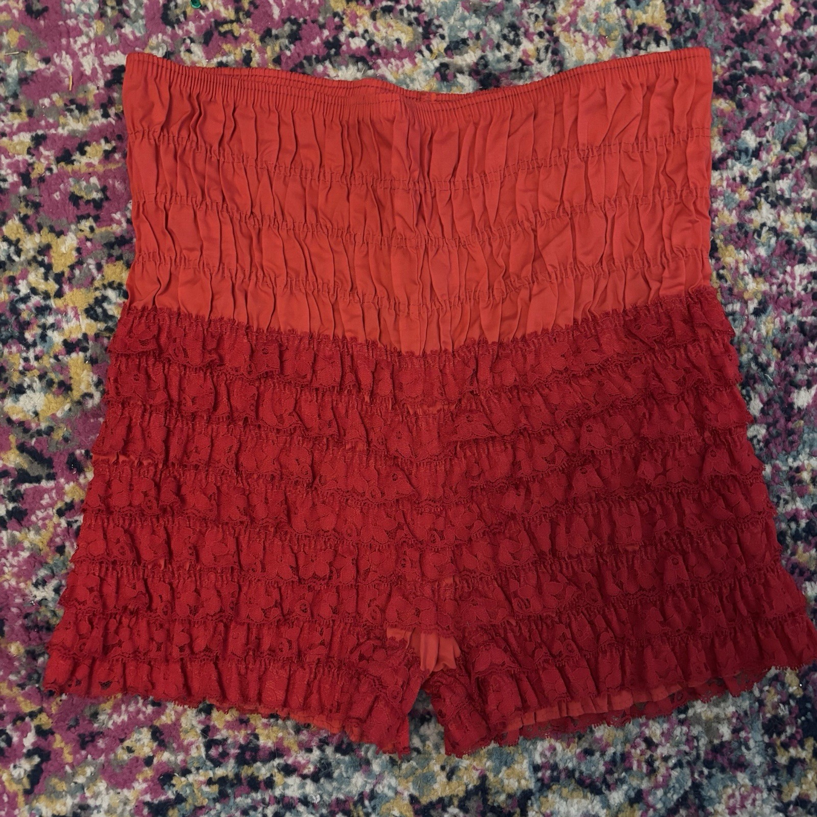 Vtg Malco Modes Lipstick Red Ruffled Square Dance Bloomer Pettipants Size M READ